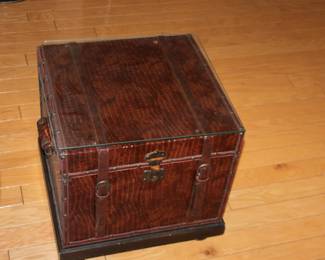 Leather trunk side table - $150