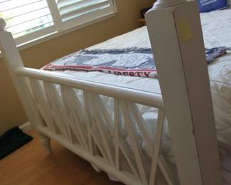Heavy wood Cream bed (footboard and headboard) - $350