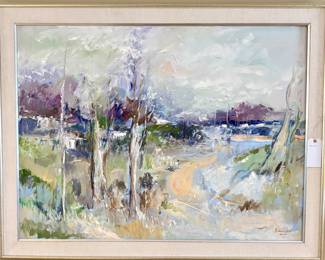 $1000; large format original oil on canvas, signed by artist in linen mat and silver frame; 54x41