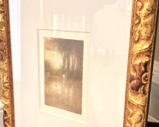 SOLD; framed, signed print in gold frame; 13x15