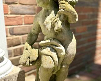 $200; concrete cherub statue with wheat; 24"h