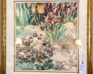 $320; original watercolor signed by Lisbeth Hamlin in gold frame; 29x31