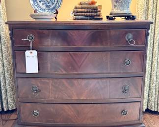 $200; 4 drawer dresser with curved front and dovetail joints; 30x17x29