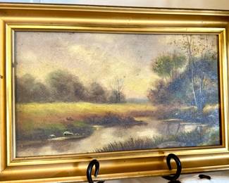 SOLD; original painting on board in gold frame; 14"x10"