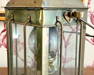 $80; vintage maritime brass lantern; 15"h