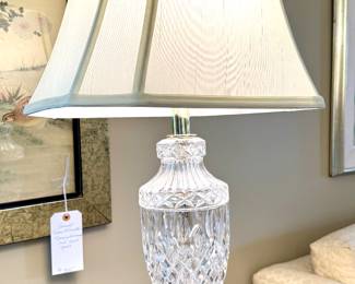 $80; vintage crystal table lamp; 27"h