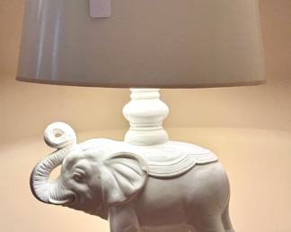 $150; vintage porcelain elephant lamp; 23"h