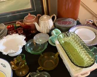 Milk glass, carnival glasses