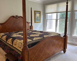Thomasville King walnut four poster bed with mattress