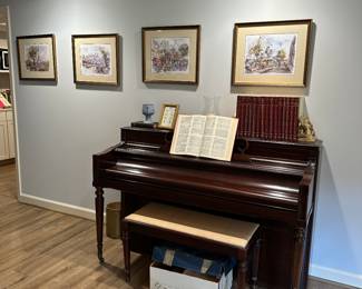 Antique Chickering upright spinet piano w/bench