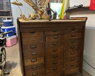 Antique oak 24 drawer map/blueprint cabinet