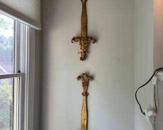 Pair vintage Chelsea House giltwood plate brackets