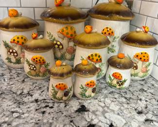 Vintage Sears Roebuck Merry Mushroom canister set