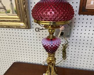 Fenton cranberry lamp