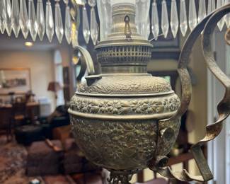 Close up of converted oil lamp