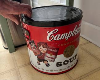 Large Campbells soup advertising can