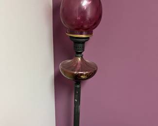 Cranberry glass floor lamp