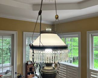 Converted antique oil lamp