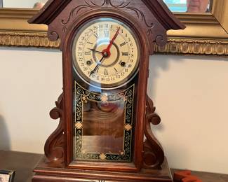 Antique oak mantle clock 