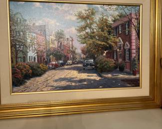 Thomas Kinkade embellished print on canvas 
