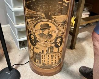 Decorative round box full of posters