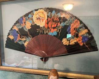 Framed silk fan