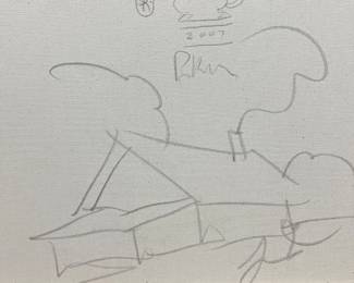Back of Kinkade with original drawing on back (usually for dealers only)