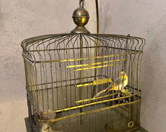 Close up of brass bird cage