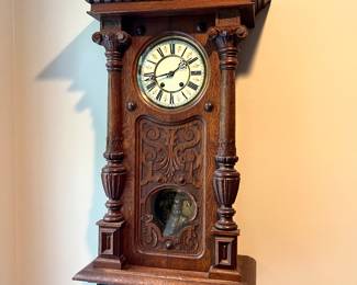 Antique Victorian oak wall clock
