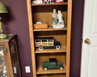Oak Bookshelf with Wood Cars
