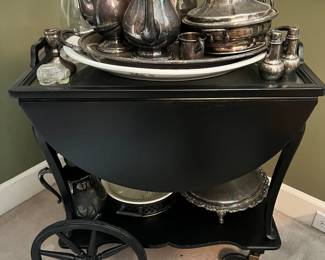 Tea cart w/silverplate