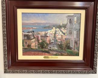 Thomas Kinkade embellished print on canvas 