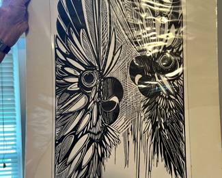 Limited edition block print, listed artist 