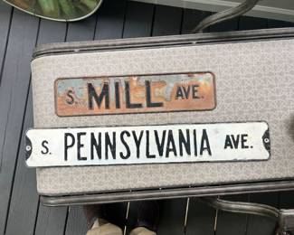 Heavy steel road signs