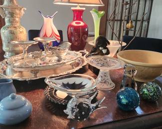 Silver and Plate, Murano, Chinese porcelain Oxblood Lamp, Signed paperweights etc...