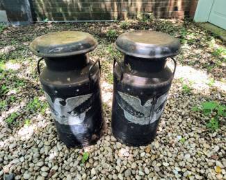Pair of vintage milk cans