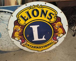 Porcelain single-sided Lions club sign