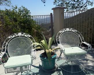 Love these beautiful heavy vintage peacock style swivel rockers