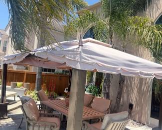 Gorgeous Pergola with 4 posts with umbrella canopy and lights