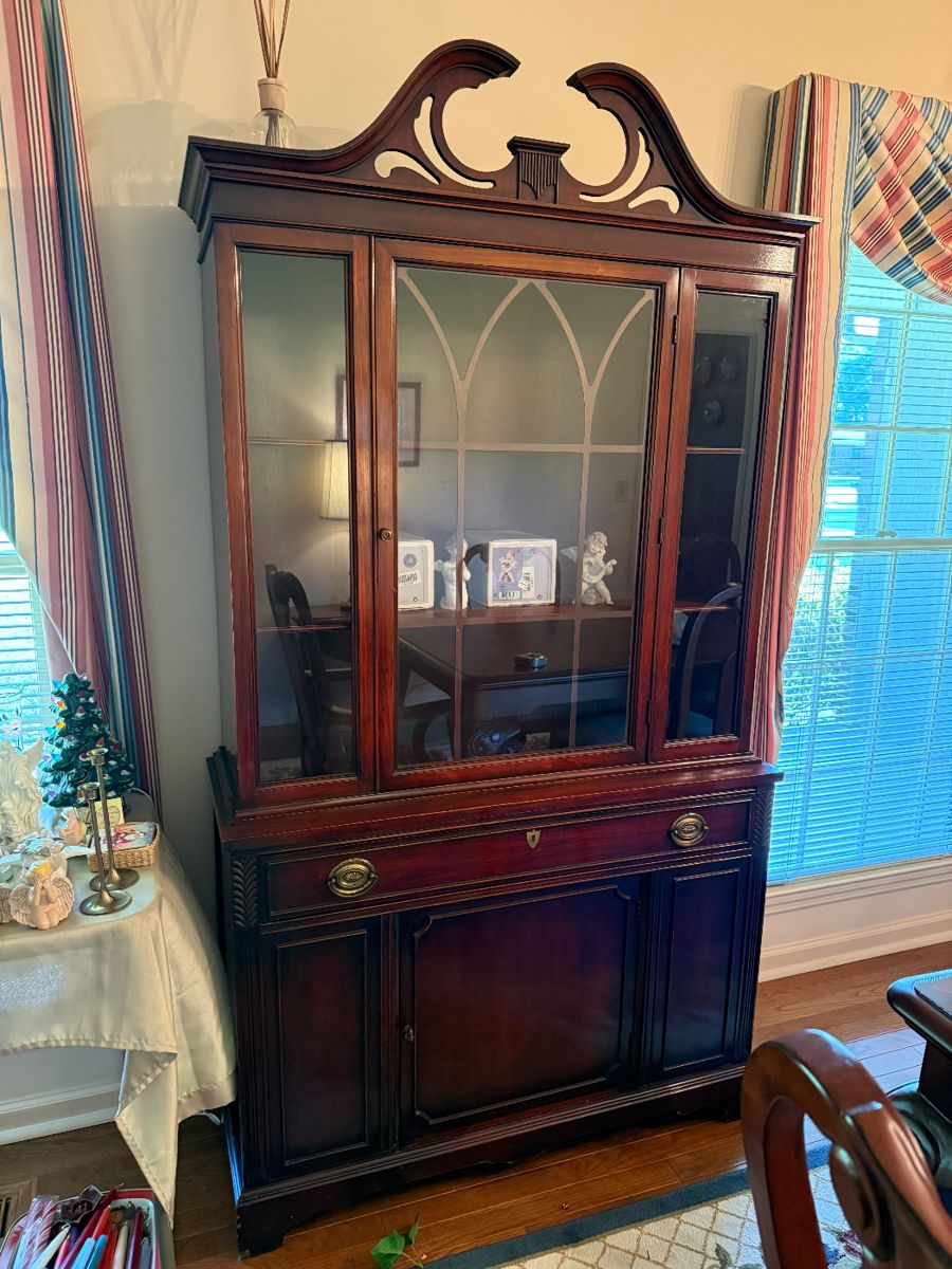 	#3	Antique mahogany china cabinet 41x16x76	 $250.00 				
