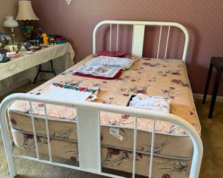 #26 Full size metal bedframe with mattress and boxspring $80.00