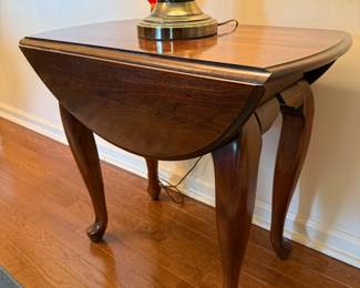 #6 Queen Anne round drop side table 15-33x28x24 $60.00