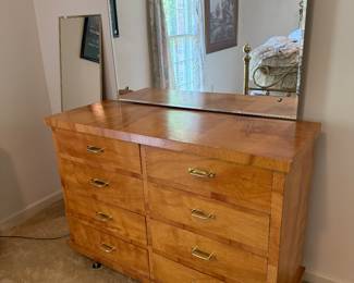 #34 Mid Century dresser with mirror 48x13x25 $80.00
