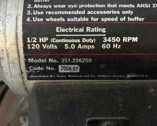 #96 Craftsman 6" buffer $75.00