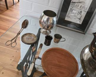 Silverplate, shown on a glass top treadle sewing machine base