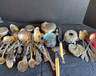 Assorted Silver Plated And Stainless Steel Flatware And More