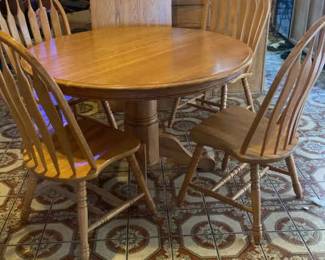 Wood Kitchen Table With Leaf Four Chairs