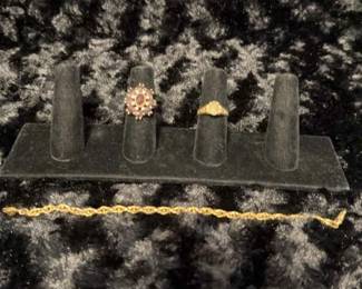 Two 14K Gold Rings And 14K Gold Bracelet