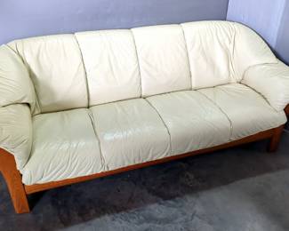 Leather Sofa with Wood Frame