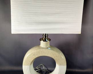 Modern Style Table Lamp with Textured Ceramic Base and Rectangular Shade